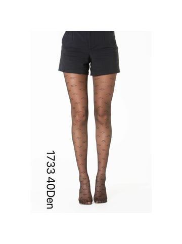 COFI 1453 Damen Strumpfhose 40 Den durchsichtig Baumwollzwickel in Schwarz