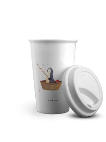 Mr. & Mrs. Panda ToGo Kaffeebecher Pinguin Angelboot ohne Spruch in Weiß