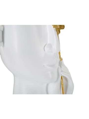 Mauro Ferretti Gesichtsvase aus weißem und goldenem Kunstharz, 14 x 13 x 27 cm