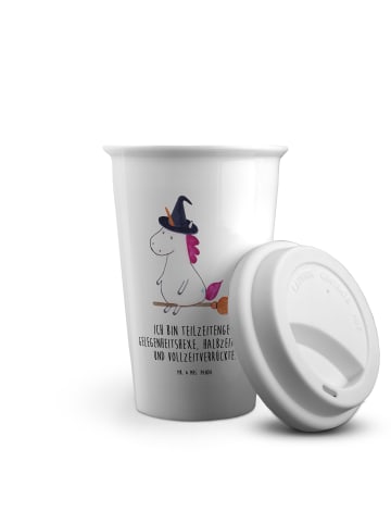 Mr. & Mrs. Panda Thermo Kaffeebecher Einhorn Hexe mit Spruch in Weiß