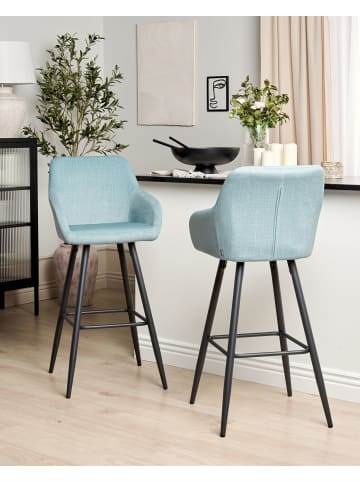 Beliani 2-tlg Barhocker CASMALIA in Blau/Schwarz