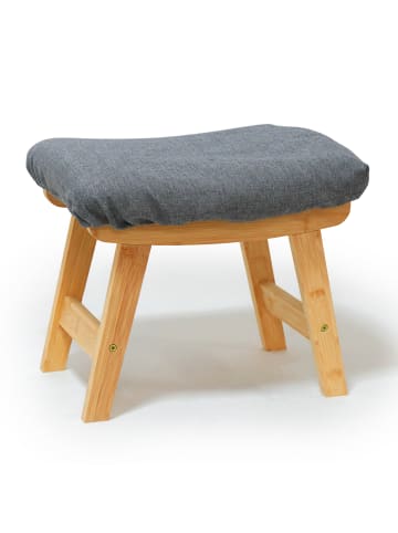 relaxdays Fußhocker in Natur/ Grau - (B)40 x (H)32 x (T)29 cm