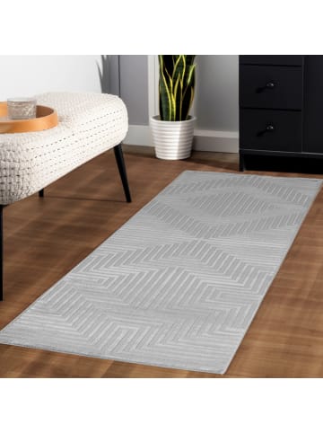 KADIMA DESIGN Teppich Kurzflor Waschbar 3D ILLER Strapazierfähig OEKO-TEX in Silber