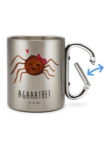 Mr. & Mrs. Panda karabiner tasse Spinne Agathe Freude mit Spruch in Silber