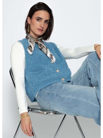 SASSYCLASSY Bouclé-Weste mit Taschen in Blau
