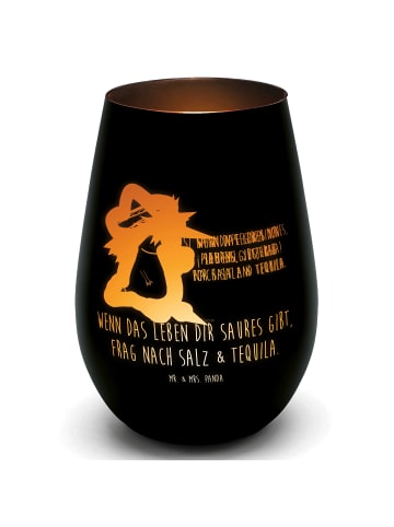 Mr. & Mrs. Panda Gold Windlicht Axolotl Tequila mit Spruch in Schwarz