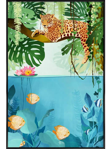 Juniqe Poster in Kunststoffrahmen "Welcome to the Jungle" in Grün & Orange