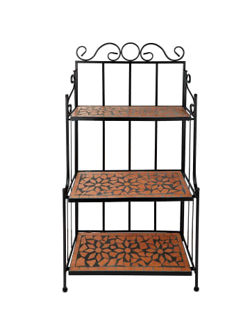 tectake Blumentreppe, 61 x 29 x 114 cm, klappbar und mit 3 Mosaikböden