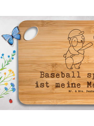 Mr. & Mrs. Panda Küchenbrett Panda Baseball spielen mit Spruch in Braun