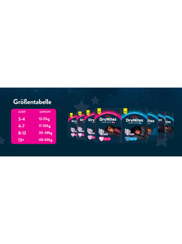 DryNites Windeln für Jungen 3-4 Jahre (12-21kg) Jumbo Monatspack 64 Stk