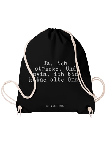 Mr. & Mrs. Panda Materialzugbeutel Ja, ich stricke. Und... mit Spruch in Schwarz