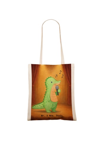 Mr. & Mrs. Panda Shopping Tasche Krokodil Singen Design ohne Spruch in Weiß