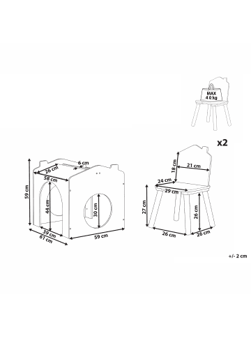 Beliani 3-tlg Kindertisch mit Stühlen QUILPIE in Grün/Braun