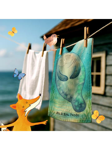 Mr. & Mrs. Panda Handtuch Seekuh Happy Design ohne Spruch in Weiß