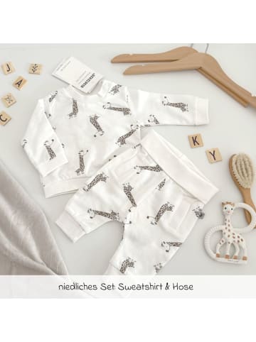 2-tlg. Set Sweatshirt & Hose - Giraffe in weiss,braun
