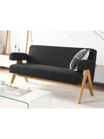 Beliani 2-Sitzer Sofa TAMRE in Schwarz/Braun - (W) 148 x (H) 79 x (L) 78 cm