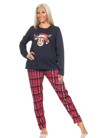 NORMANN Schlafanzug Weihnachten langarm Renntier - 88335 in navy