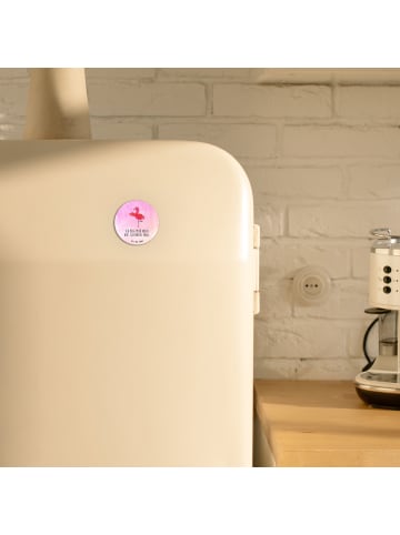 Mr. & Mrs. Panda Kühlschrankmagnet Flamingo Yoga mit Spruch in Aquarell Pink