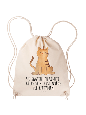 Mr. & Mrs. Panda Turnbeutel Einhorn Katze mit Spruch in Creme
