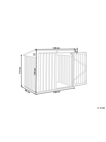 Beliani Gerätehaus mit Holzunterstand MOENA in Grau - (W) 158 x (H) 134 x (L) 96 cm