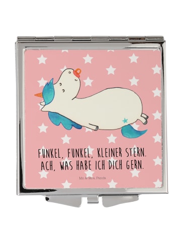 Mr. & Mrs. Panda Schminkspiegel Einhorn Schnuller mit Spruch in Rot Pastell