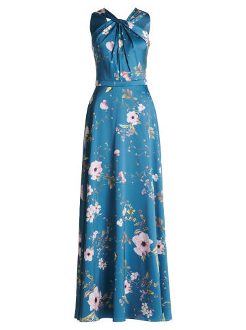 Vera Mont Abendkleid mit Blumenprint in Petrol/Pink