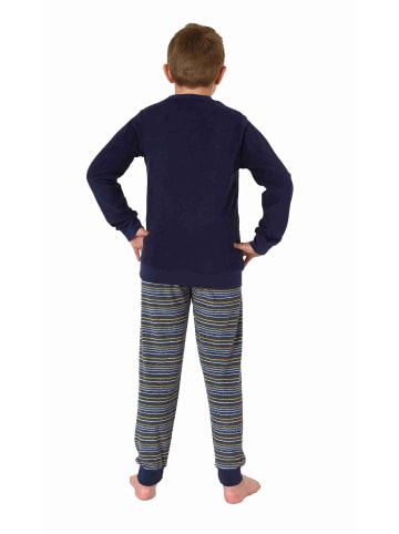 NORMANN Frottee langarm Schlafanzug Pyjama Bündchen und Skaterboard - 77099 in gelb