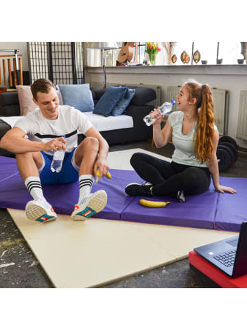 eyepower 300x100 Klappbare Gymnastikmatte - 5cm dicke Turnmatte Mint Aubergine