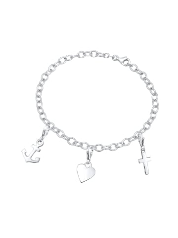 Elli Armband 925 Sterling Silber Anker, Bettelarmband, Herz, Kreuz in Silber