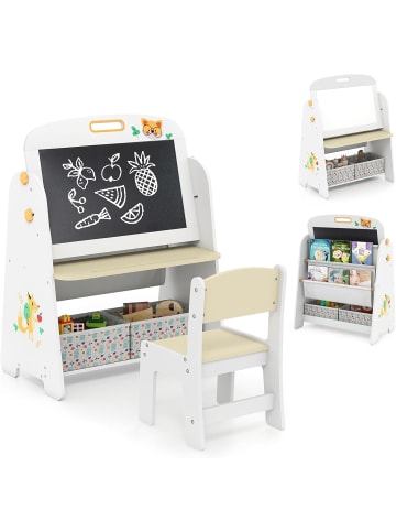 COSTWAY Kinder Staffelei mit Stuhl in Hellbraun