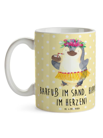 Mr. & Mrs. Panda Teetasse Sommer Hippie mit Spruch in Gelb Pastell