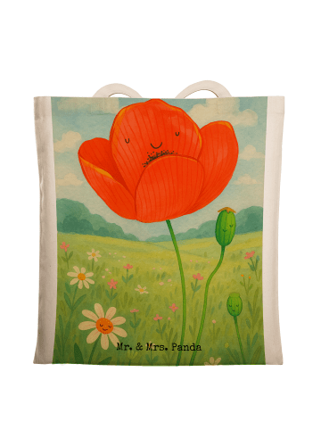 Mr. & Mrs. Panda Schultasche Blume Mohnblume Design ohne Spruch in Weiß