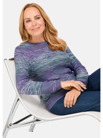 GOLDNER Kurzgröße:  Multicolor-Pullover mit Farbverlauf in lila / grün / gemustert