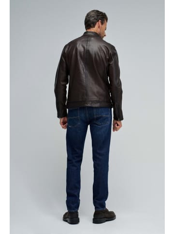 Salsa Jeans Lederjacke Biker in Dark Brown