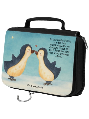 Mr. & Mrs. Panda Kulturbeutel Pinguin Liebe Design mit Spruch in Weiß