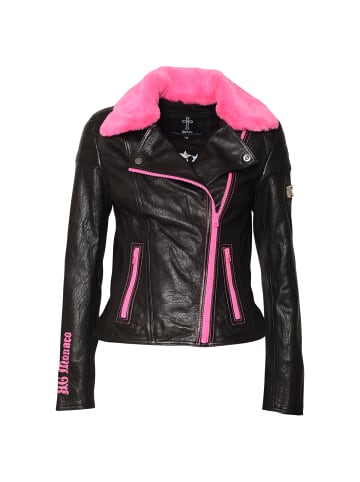 Roberto Geissini Alla Lederjacke Schwarz Pink