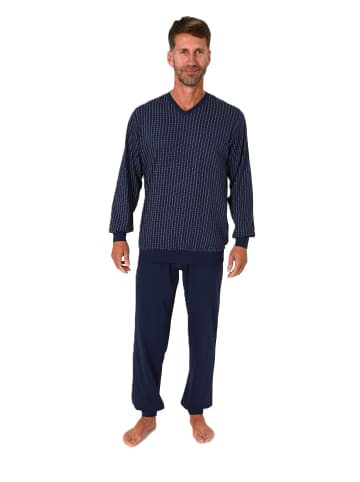 NORMANN Langarm Schlafanzug Pyjama Bündchen print - 86572 in navy