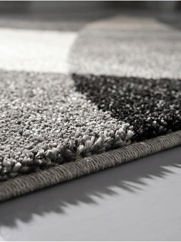 KADIMA DESIGN Teppich Niederflor Abstrakt pflegeleicht Wohnzimmer Flur Esszimmer in Rot-Grau
