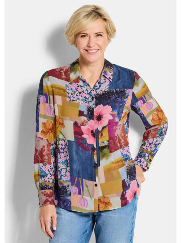GOLDNER Kurzgröße:  Hemdbluse Viskosebluse mit Patchwork-Print in bunt / gemustert