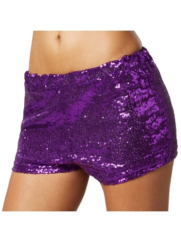 tectake Shorts mit glänzenden Pailletten, lila