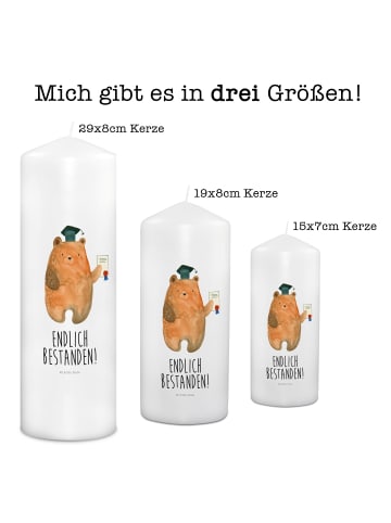 Mr. & Mrs. Panda Stumpenkerze Bär Prüfung mit Spruch in Weiß