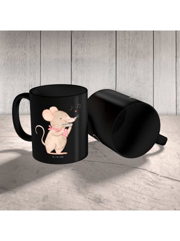 Mr. & Mrs. Panda Kaffeetasse Mundharmonika Ohooo mit Spruch in Schwarz