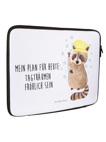 Mr. & Mrs. Panda Notebook Tasche Waschbär mit Spruch in Weiß