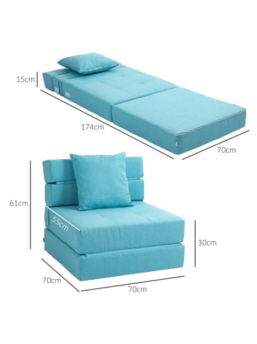 HOMCOM Schlafsessel-70L x 70B x 61H cm-Blau