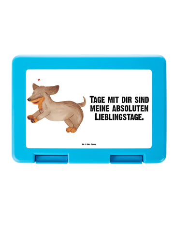 Mr. & Mrs. Panda Brotbüchse Hund Dackel mit Spruch in Weiß