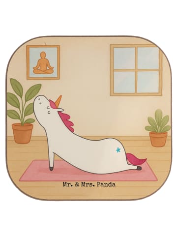 Mr. & Mrs. Panda Glasuntersetzer Einhorn Yoga Design ohne Spruch in Weiß