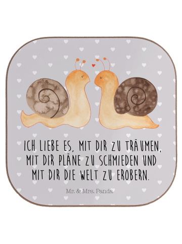 Mr. & Mrs. Panda Tassen Untersetzer Schnecken Liebe mit Spruch in Grau Pastell