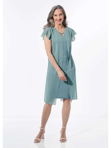 GOLDNER Etuikleid mit Chiffonüberwurf in thymian