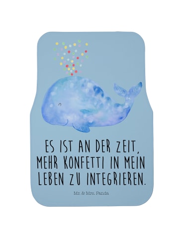 Mr. & Mrs. Panda Fußmatte Kfz Wal Konfetti mit Spruch in Blau Pastell
