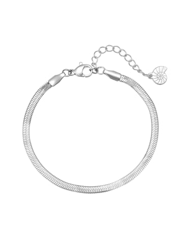 Hey Happiness Armband Schlangenkette Edelstahl in Silber - (L) 15,5-19,5